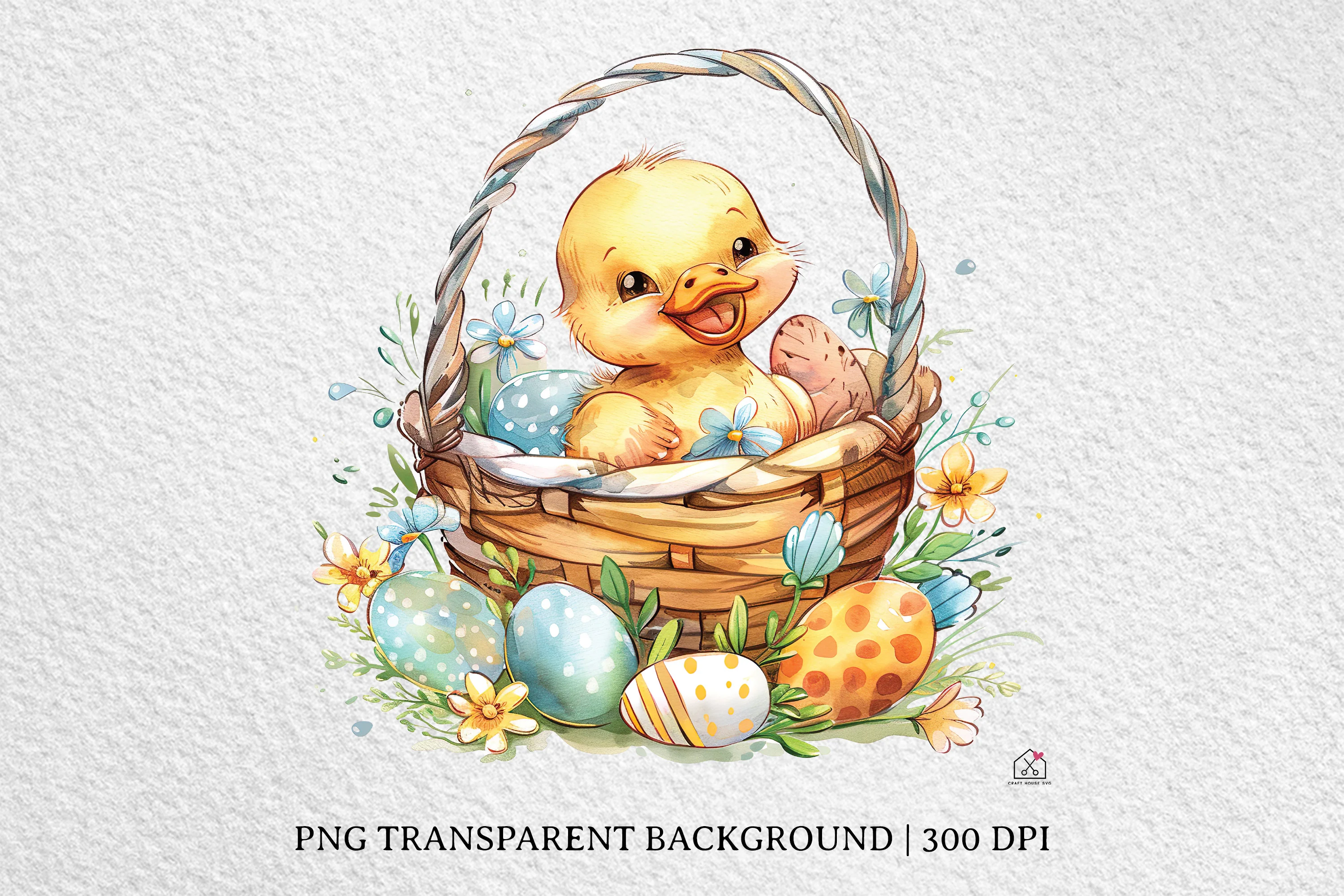 Watercolor Easter Basket Sublimation Bundle Clip Art PNG - Image 10