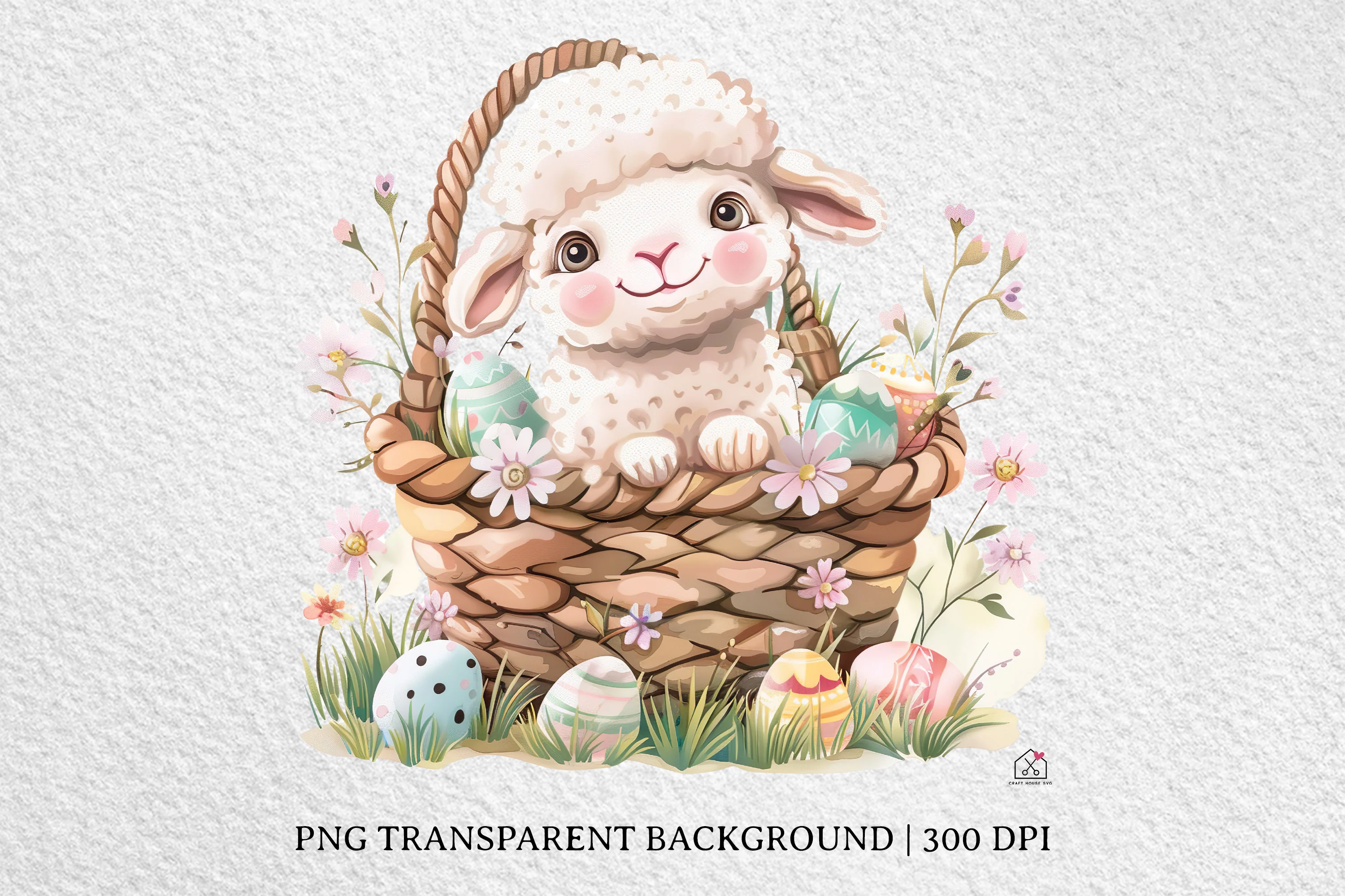 Watercolor Easter Basket Sublimation Bundle Clip Art PNG - Image 12