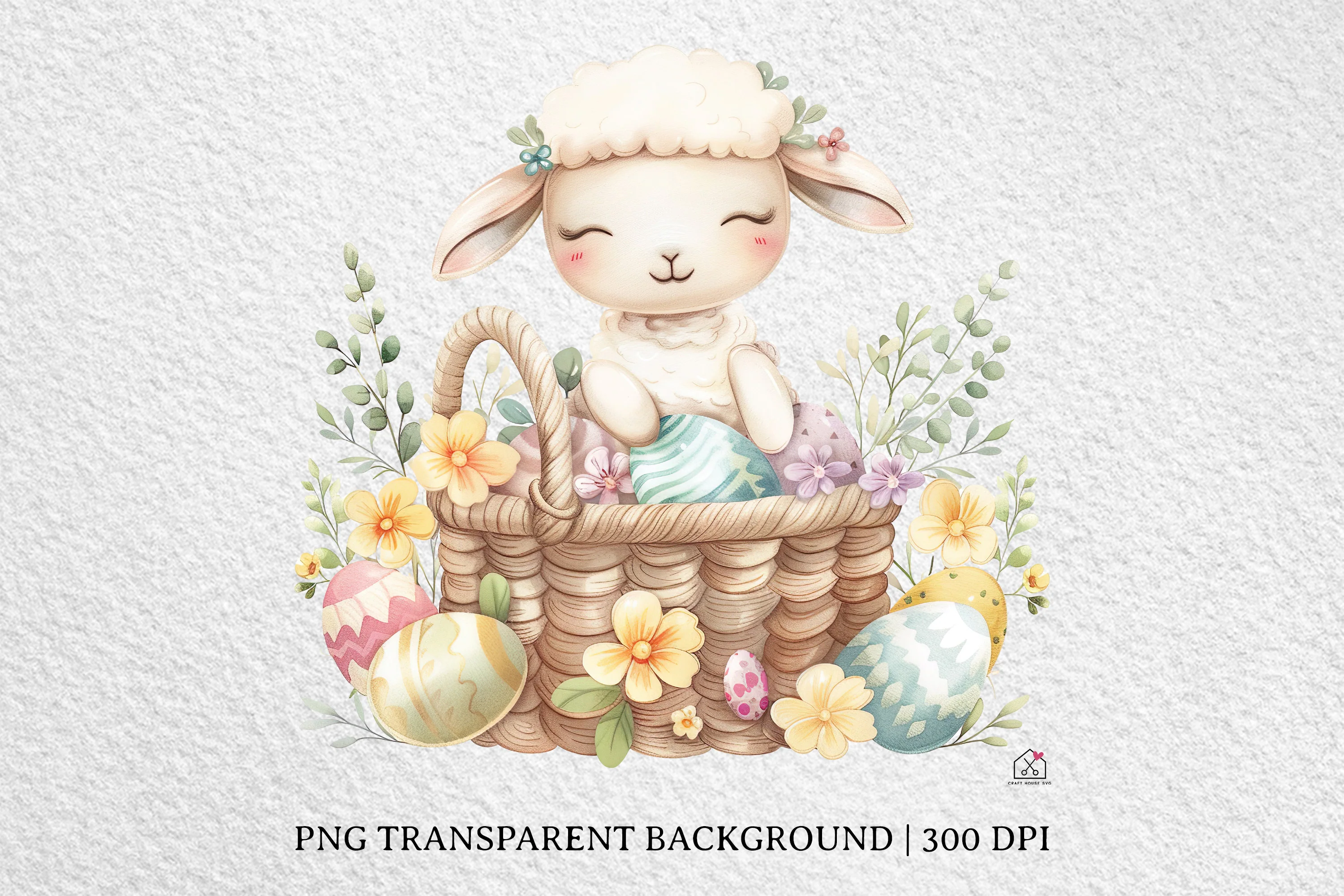 Watercolor Easter Basket Sublimation Bundle Clip Art PNG - Image 13