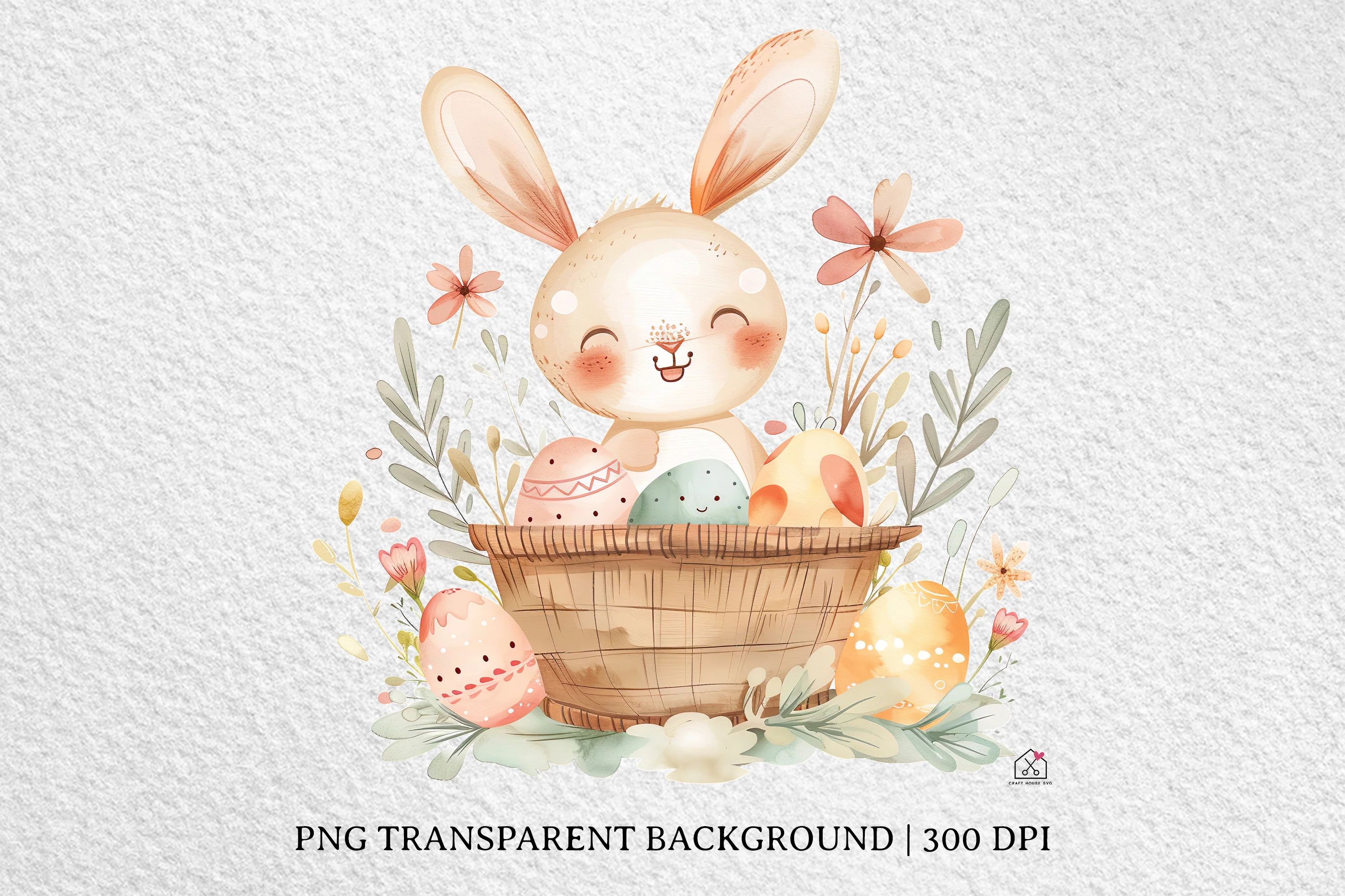 Watercolor Easter Basket Sublimation Bundle Clip Art PNG - Image 3