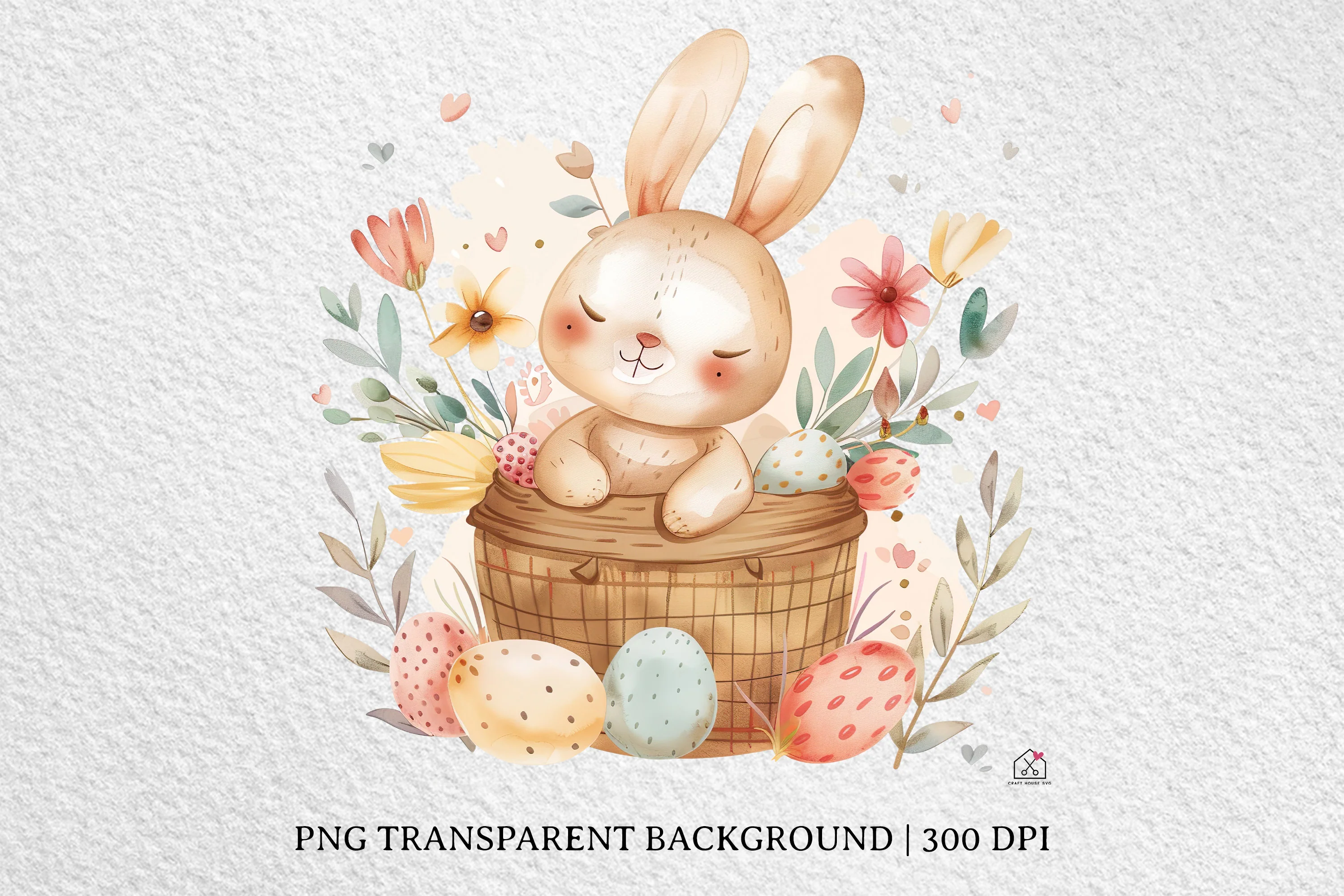 Watercolor Easter Basket Sublimation Bundle Clip Art PNG - Image 4