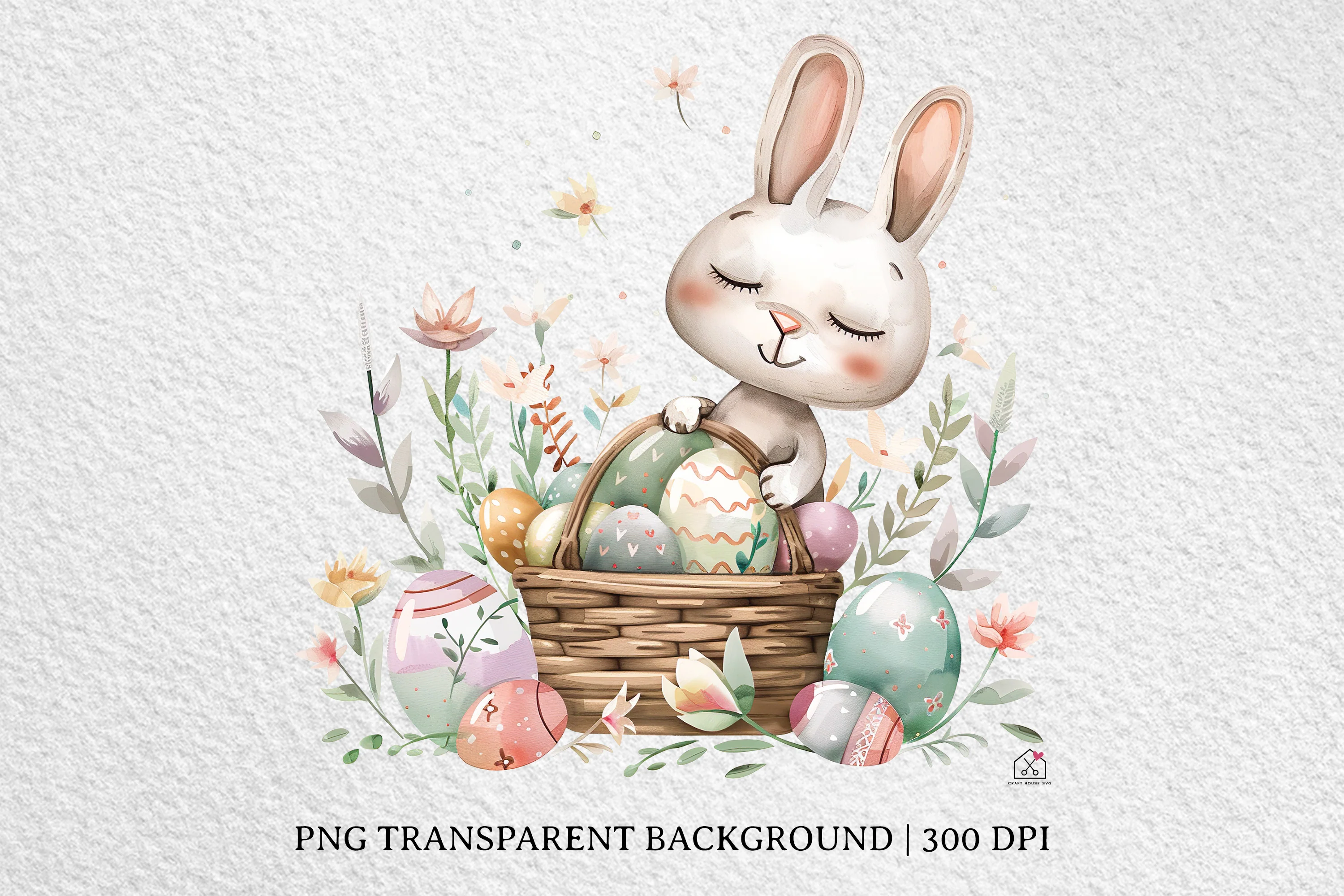 Watercolor Easter Basket Sublimation Bundle Clip Art PNG - Image 5