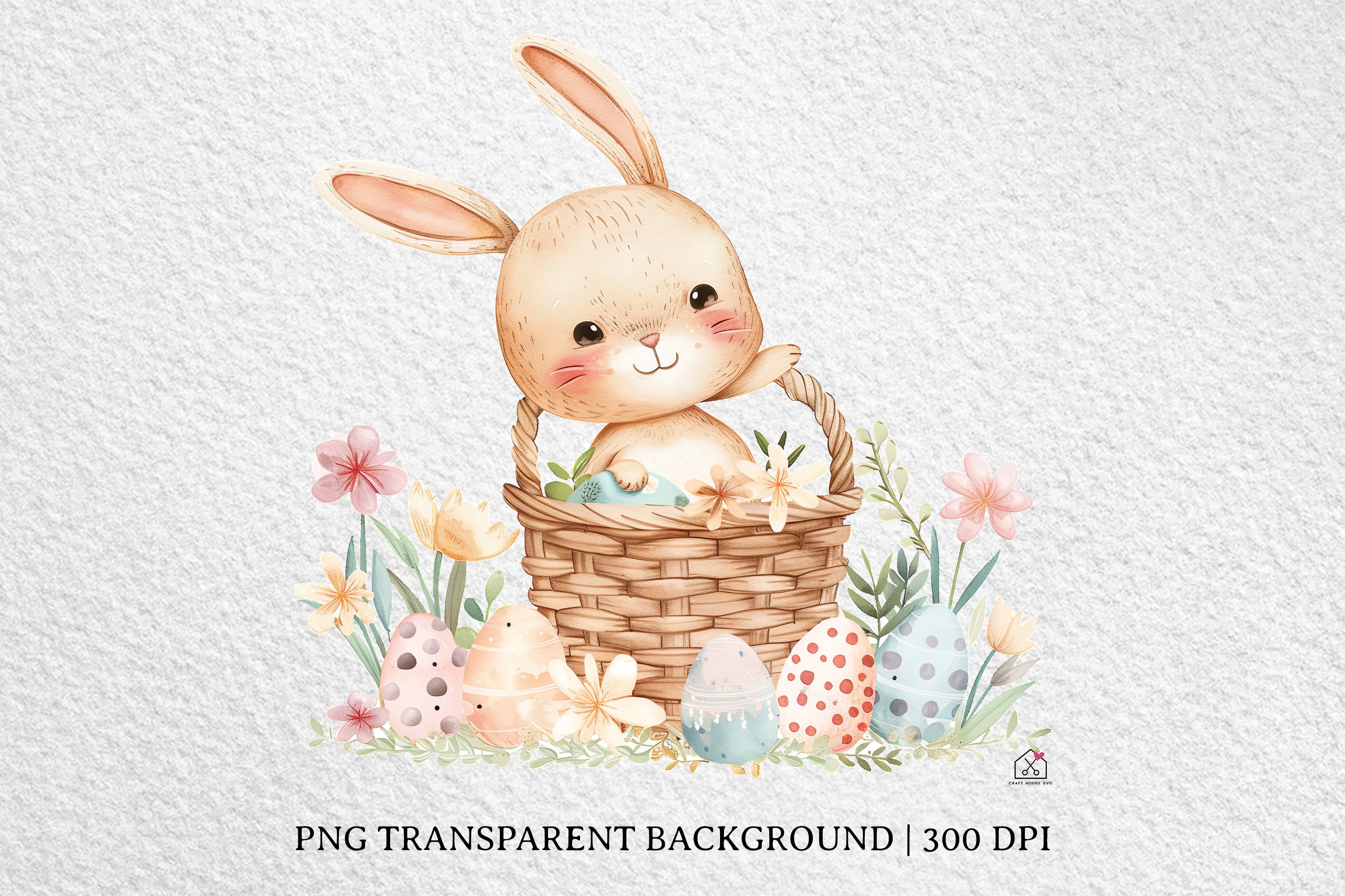 Watercolor Easter Basket Sublimation Bundle Clip Art PNG - Image 6