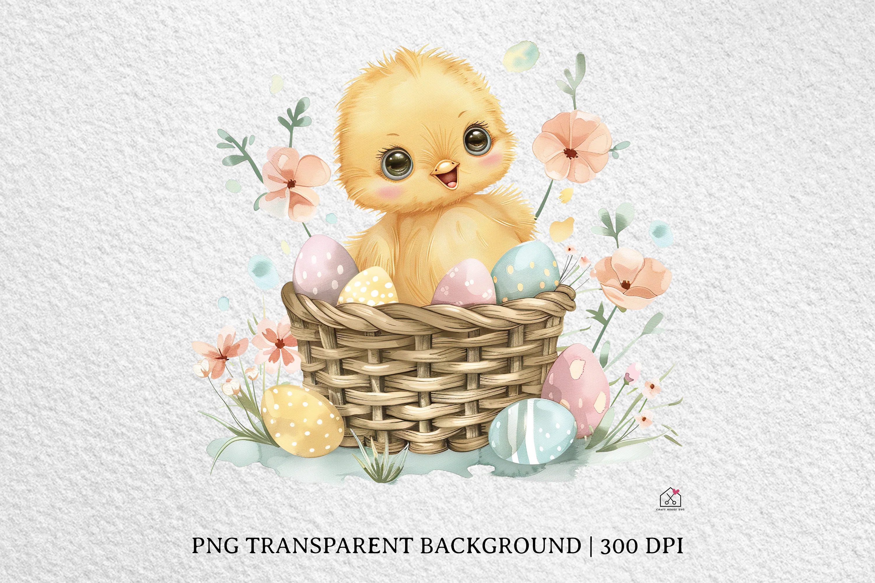 Watercolor Easter Basket Sublimation Bundle Clip Art PNG - Image 7