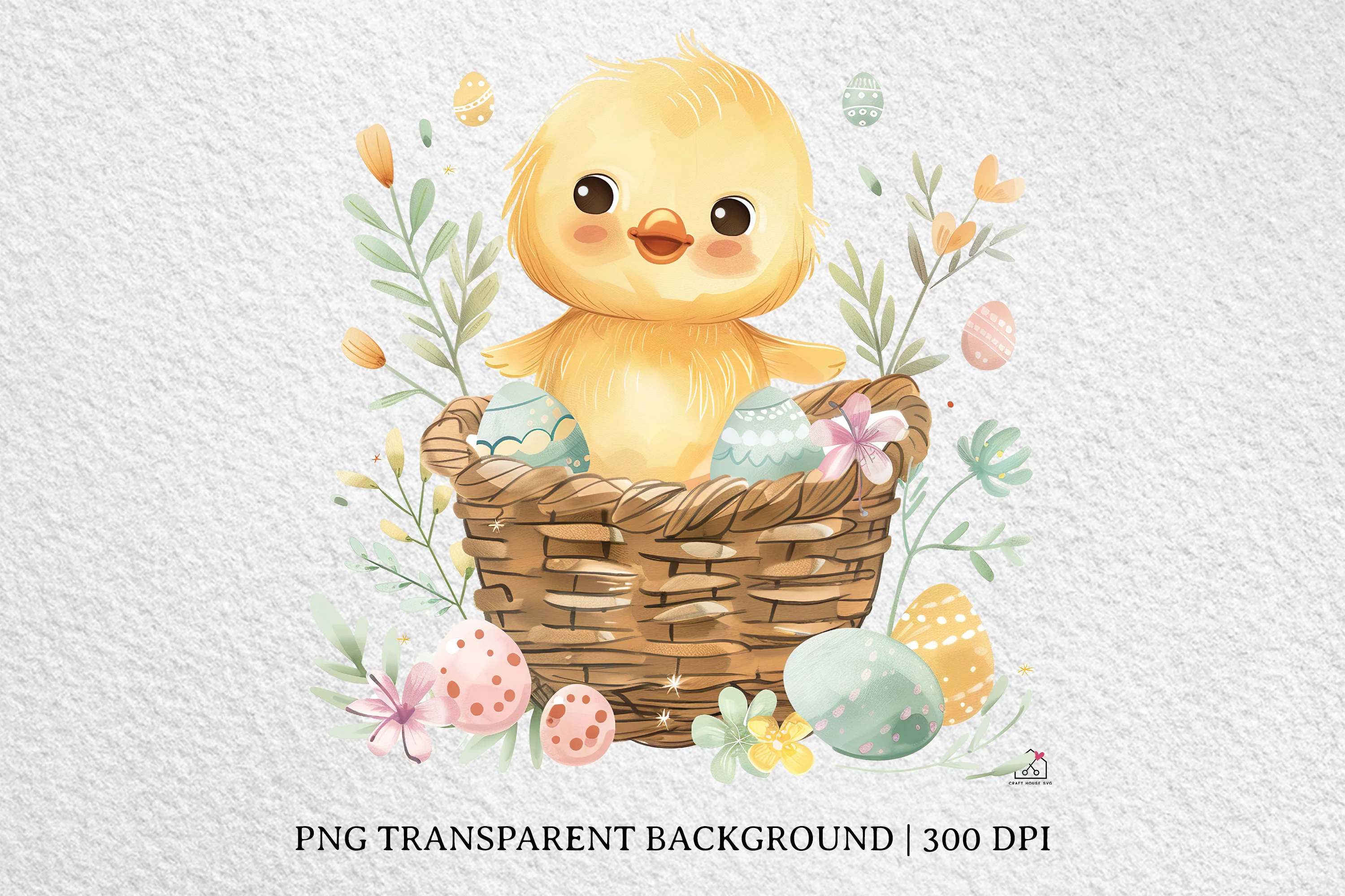 Watercolor Easter Basket Sublimation Bundle Clip Art PNG - Image 8