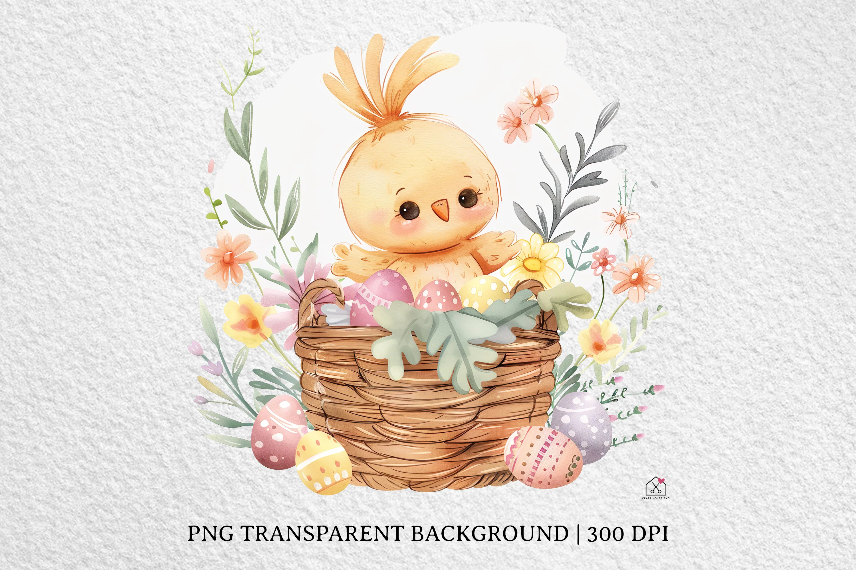 Watercolor Easter Basket Sublimation Bundle Clip Art PNG - Image 9