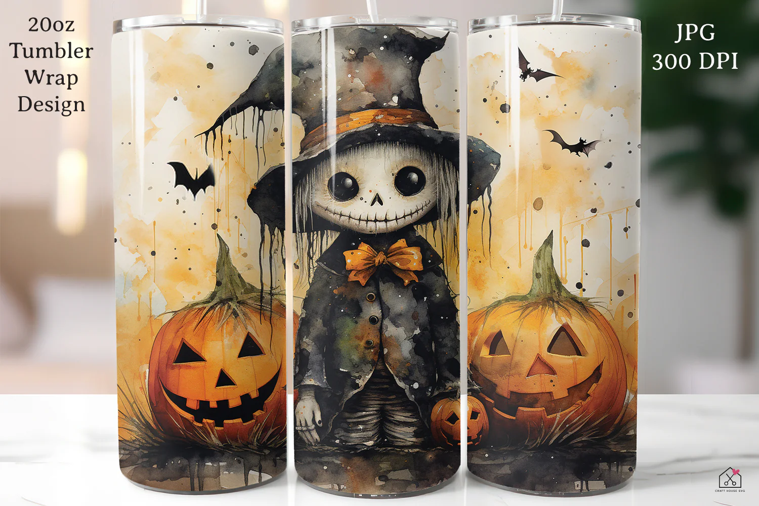 Watercolor Halloween 20oz Tumbler Wrap Bundle Sublimation Designs JPG - Image 12