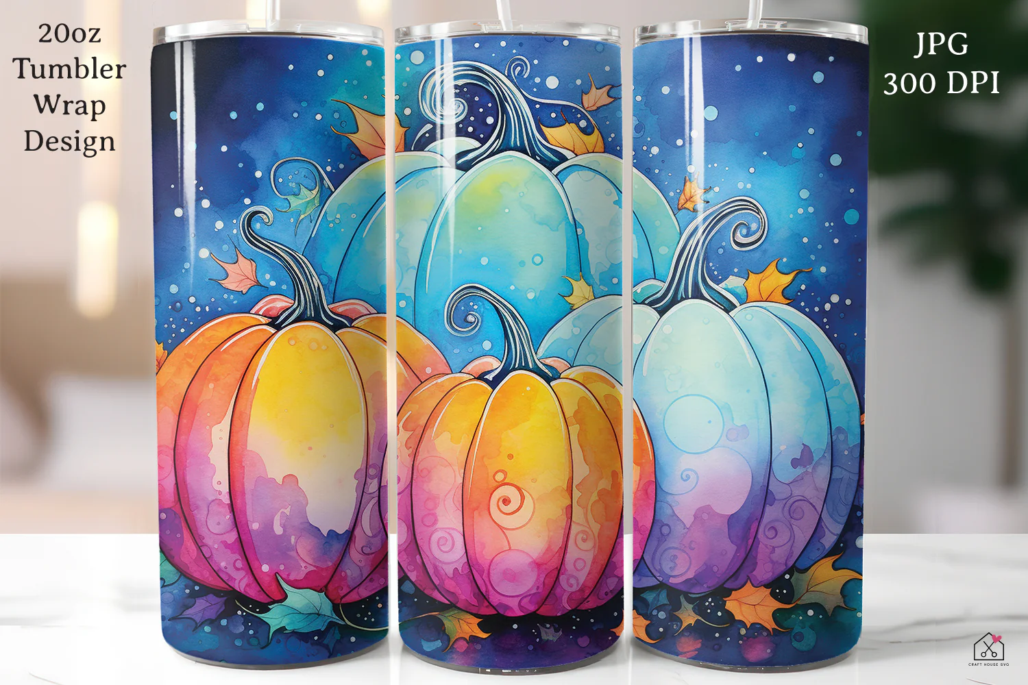 Watercolor Halloween 20oz Tumbler Wrap Bundle Sublimation Designs JPG - Image 13