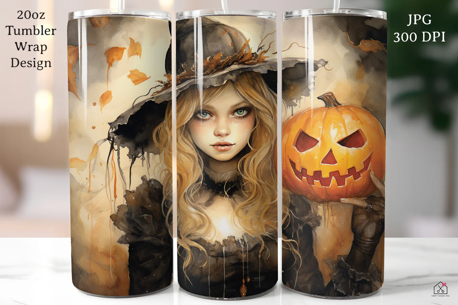 Watercolor Halloween 20oz Tumbler Wrap Bundle Sublimation Designs JPG - Image 14
