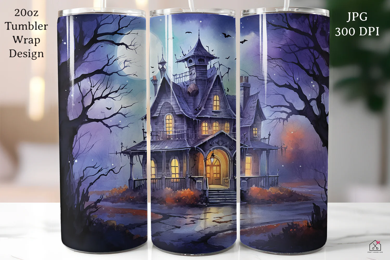 Watercolor Halloween 20oz Tumbler Wrap Bundle Sublimation Designs JPG - Image 7