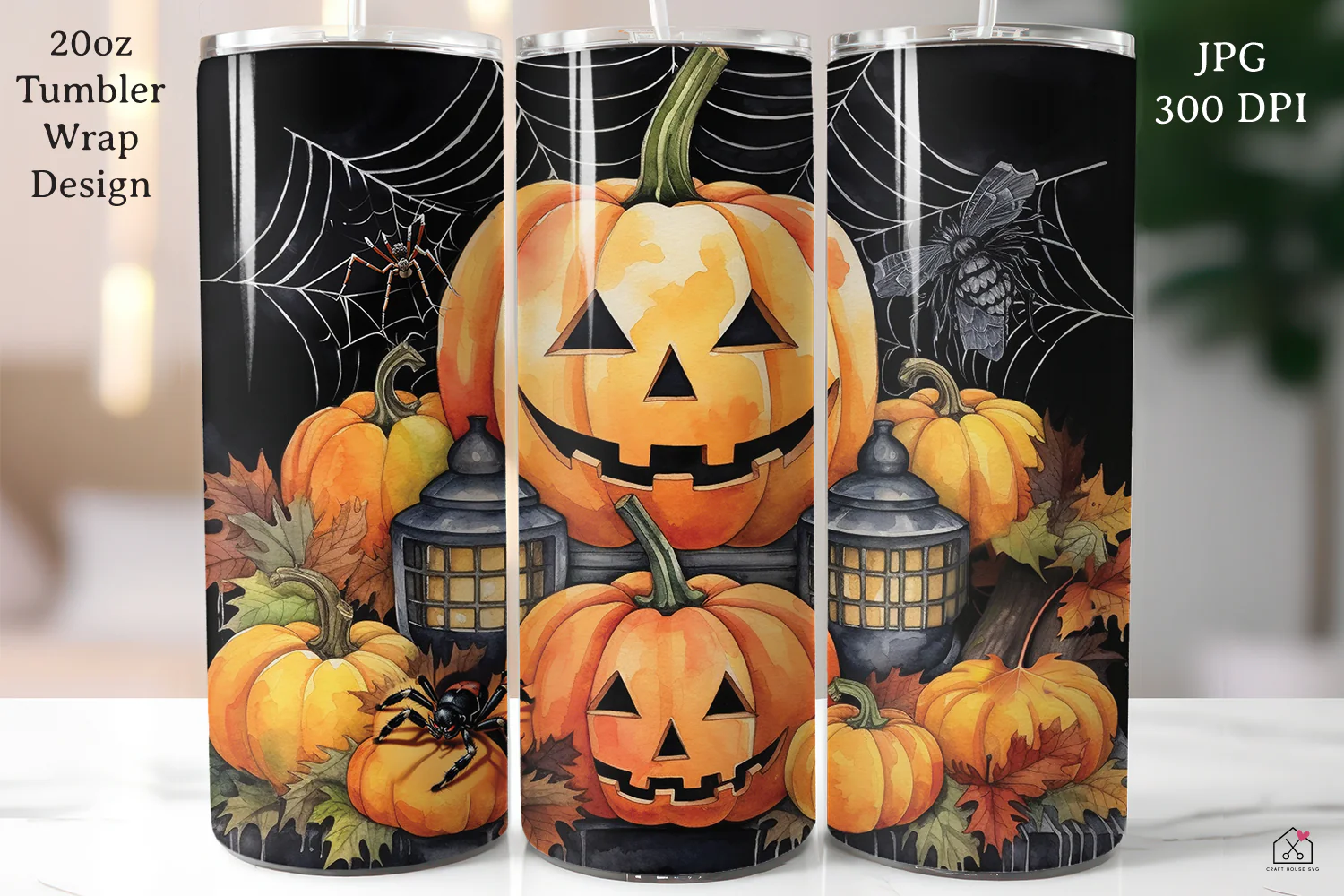 Watercolor Halloween 20oz Tumbler Wrap Bundle Sublimation Designs JPG - Image 9