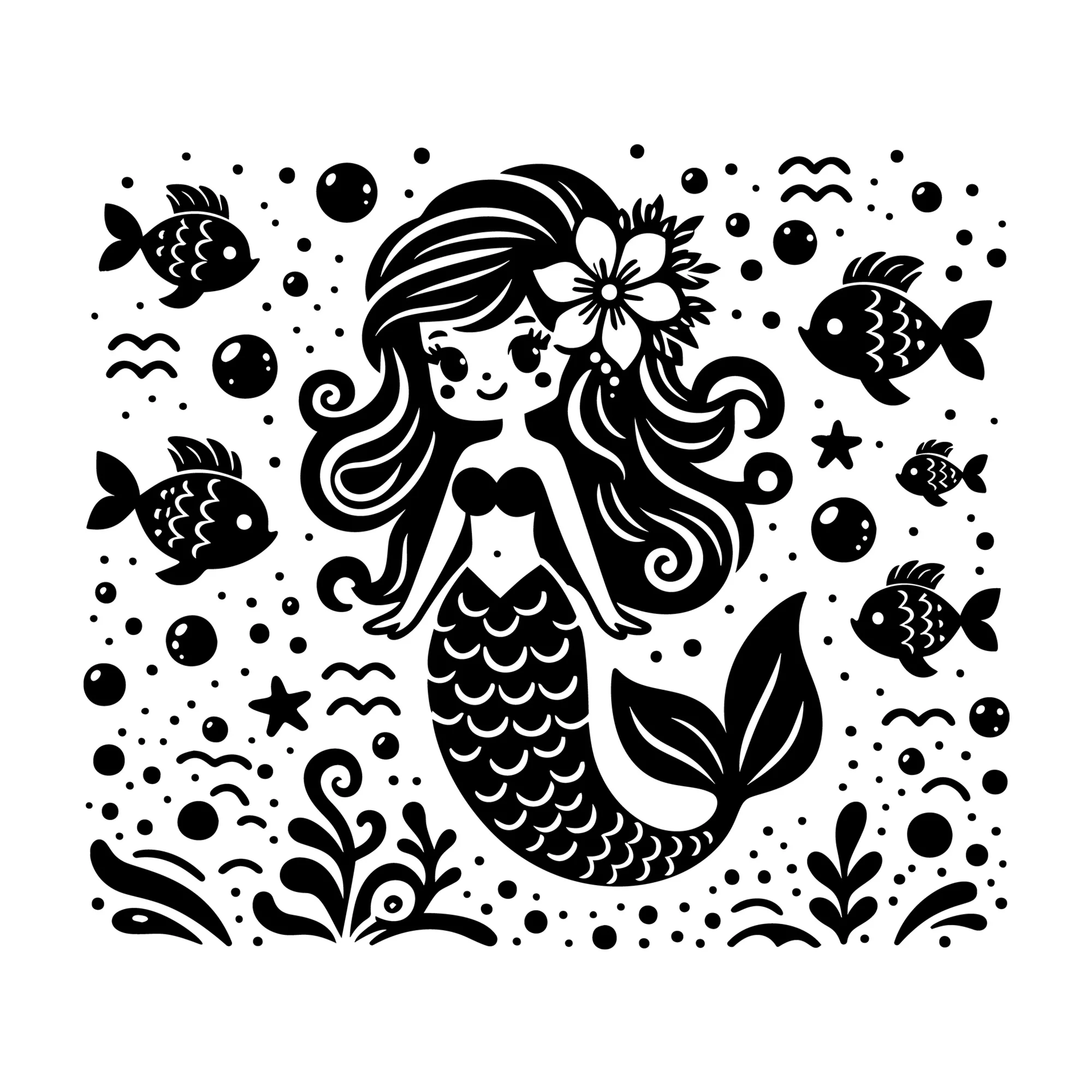 Whimsical Mermaid SVG