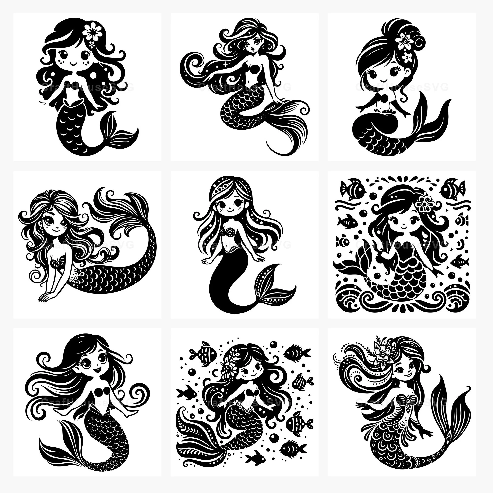 Whimsical Mermaid SVG Bundle - Image 3
