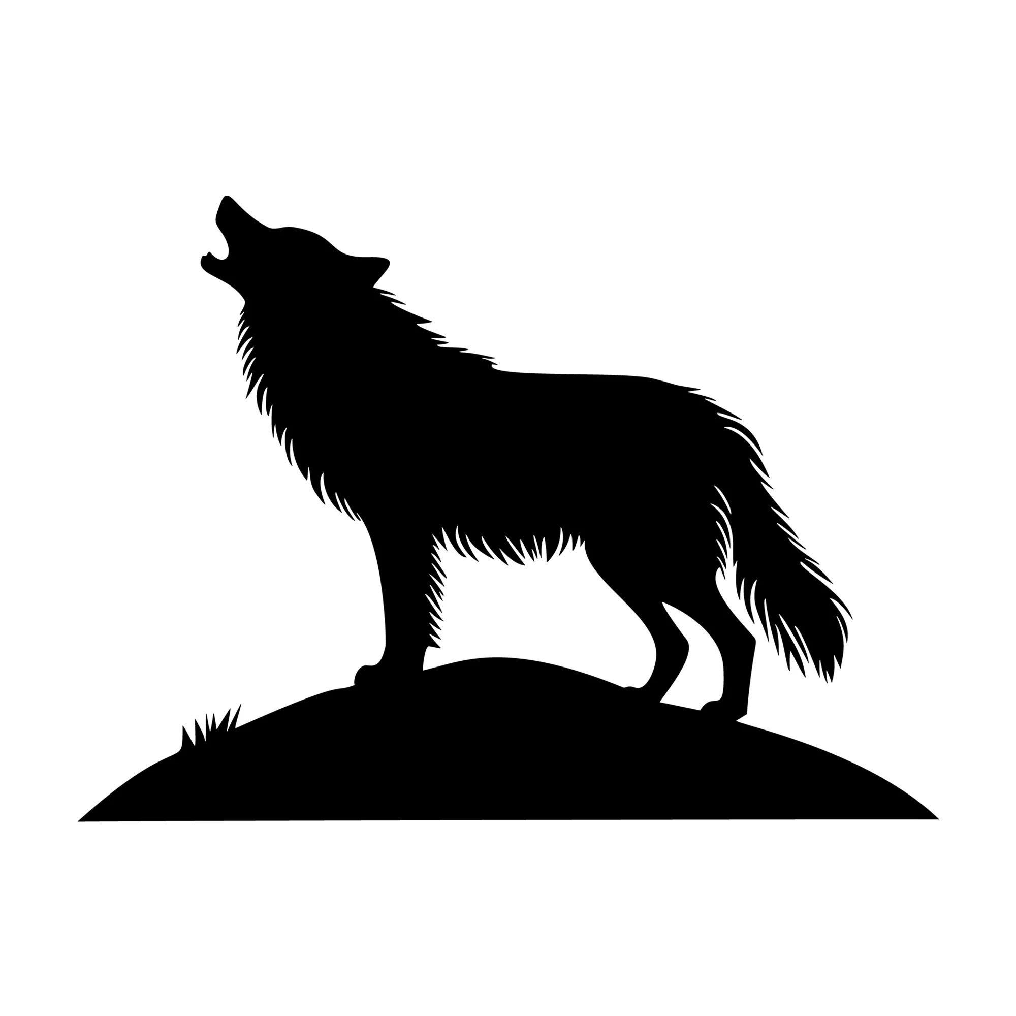 Wolf on Hill Silhouette SVG