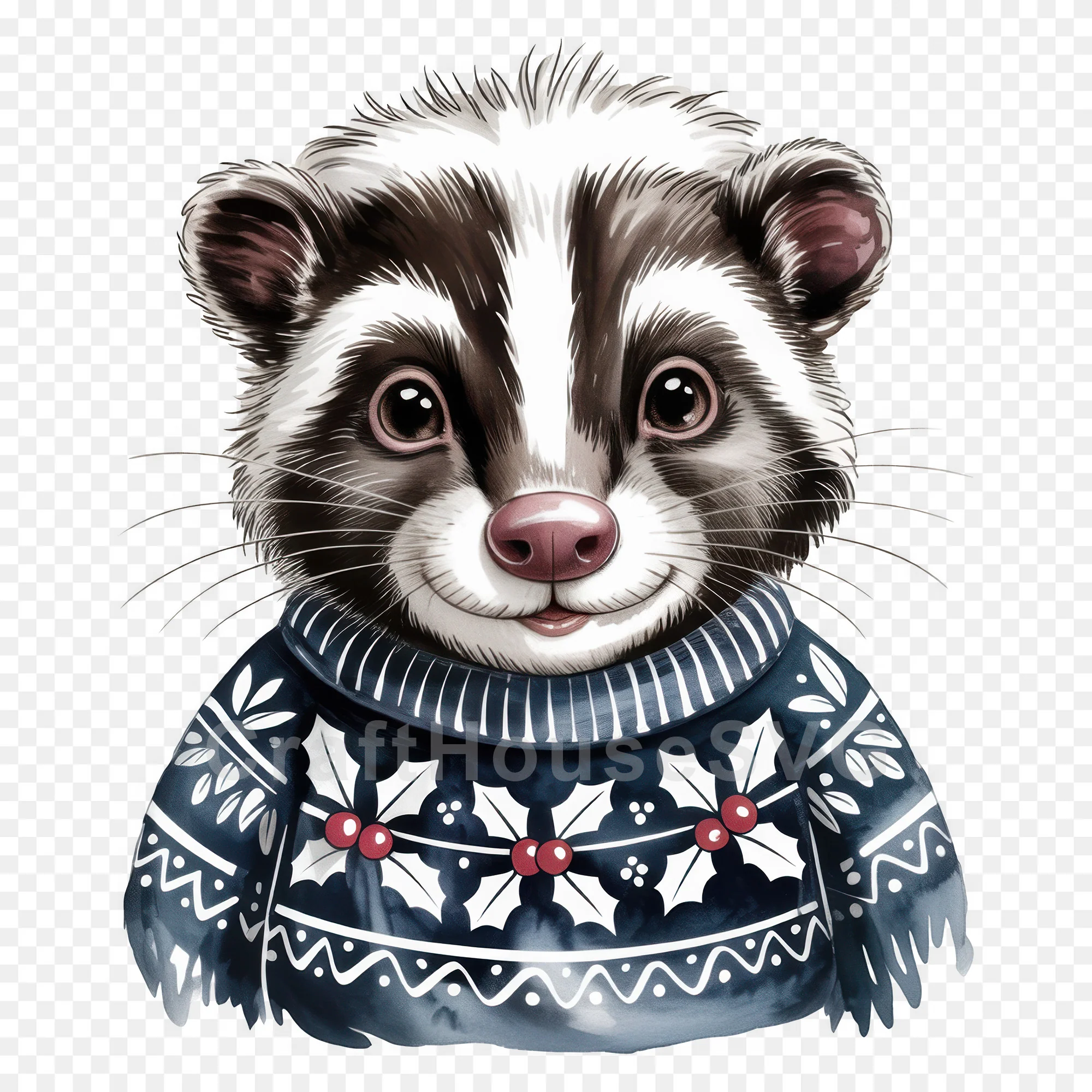 Woodland Animals Christmas Sweater Clipart Bundle - Image 19