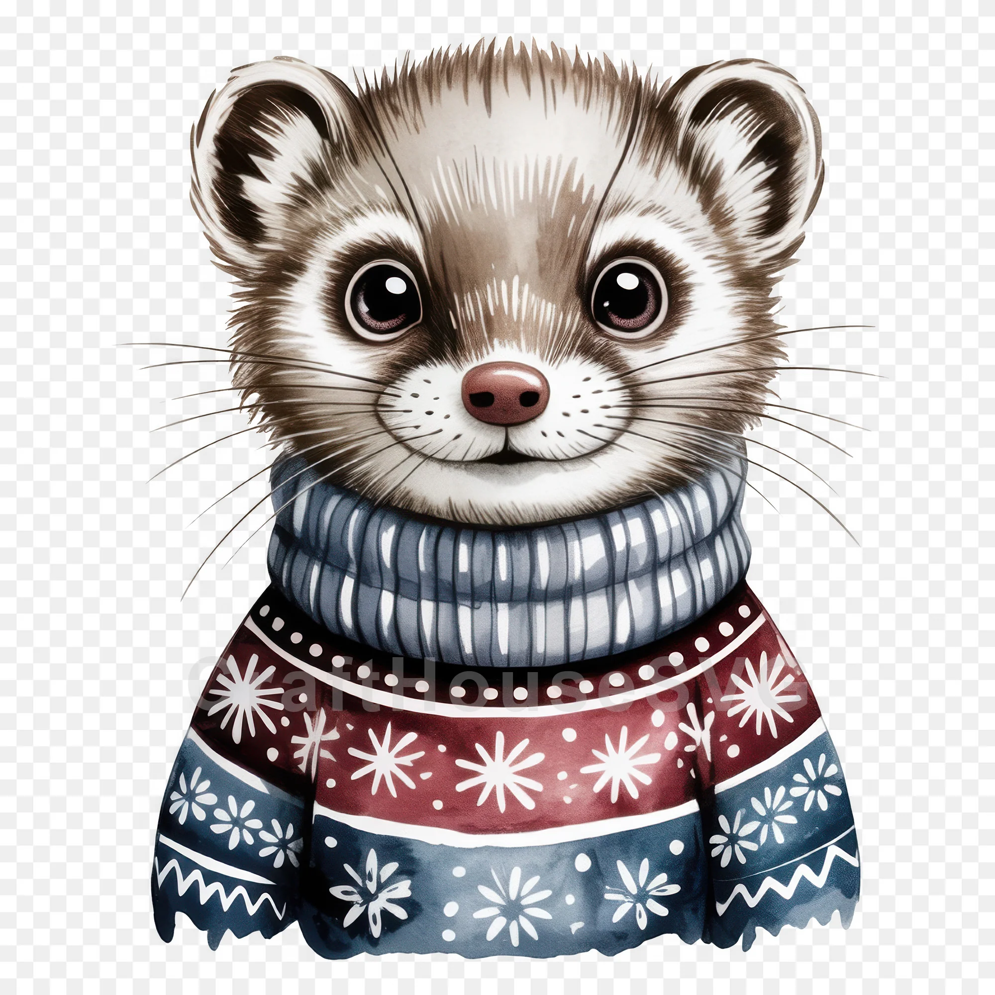 Woodland Animals Christmas Sweater Clipart Bundle - Image 21