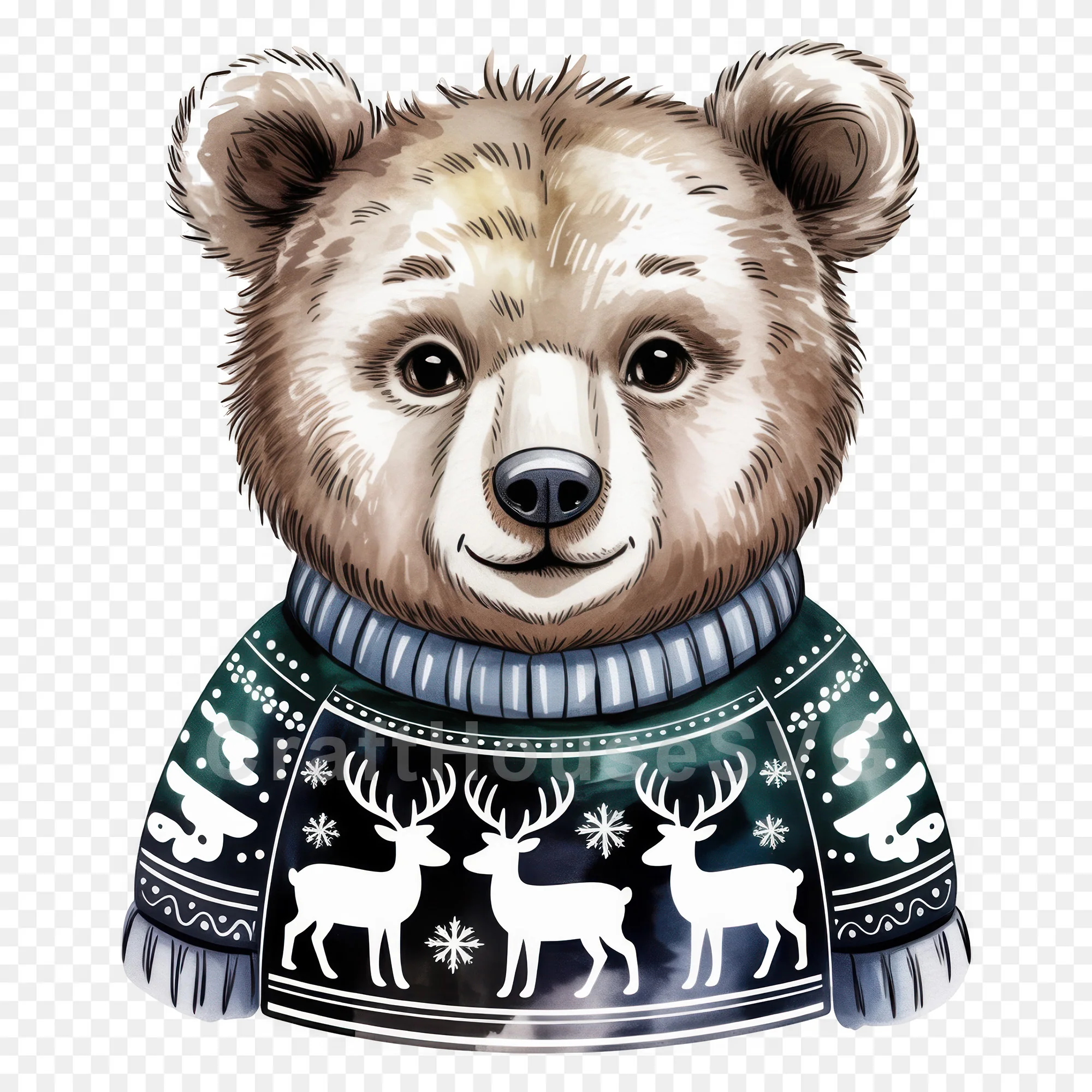 Woodland Animals Christmas Sweater Clipart Bundle - Image 3