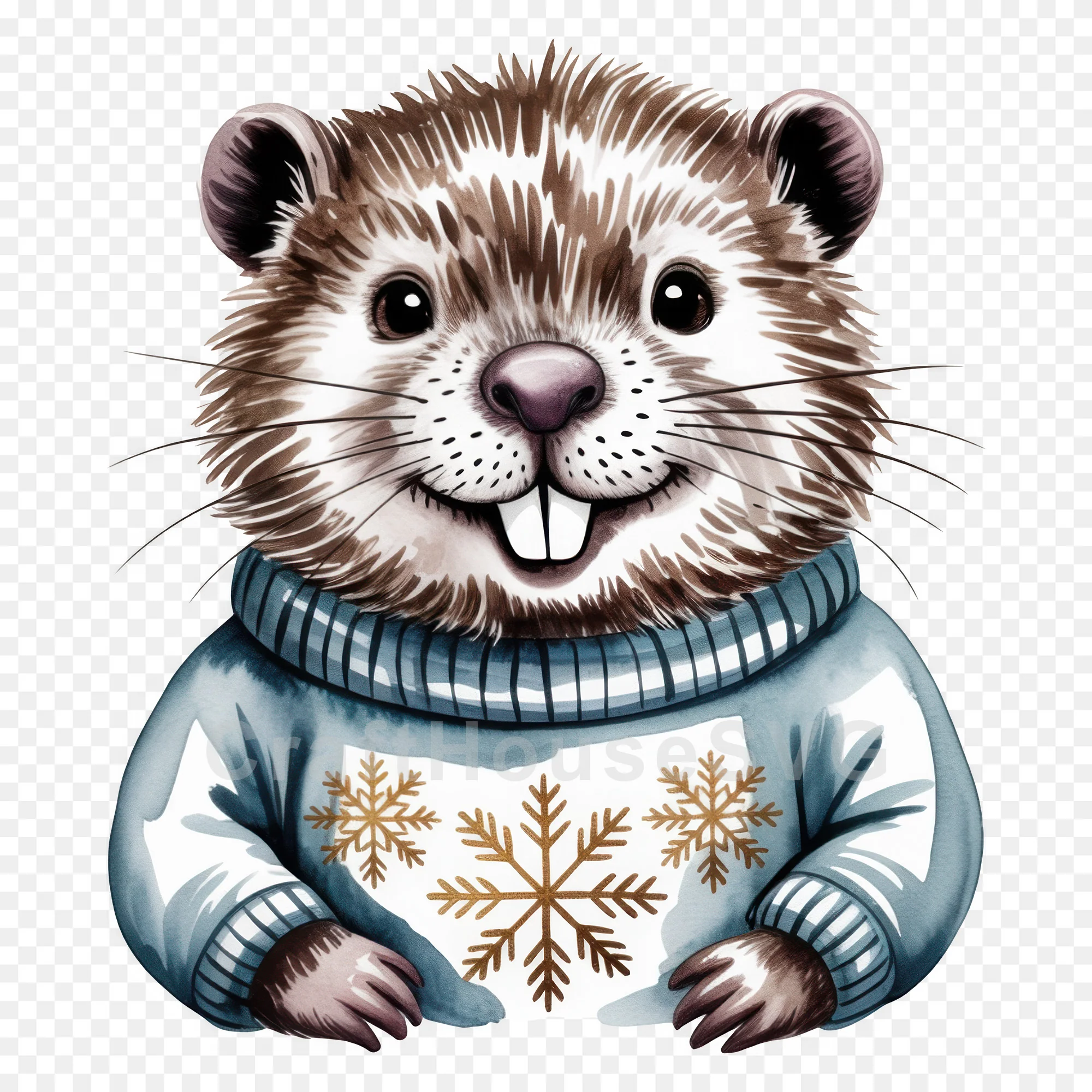 Woodland Animals Christmas Sweater Clipart Bundle - Image 4
