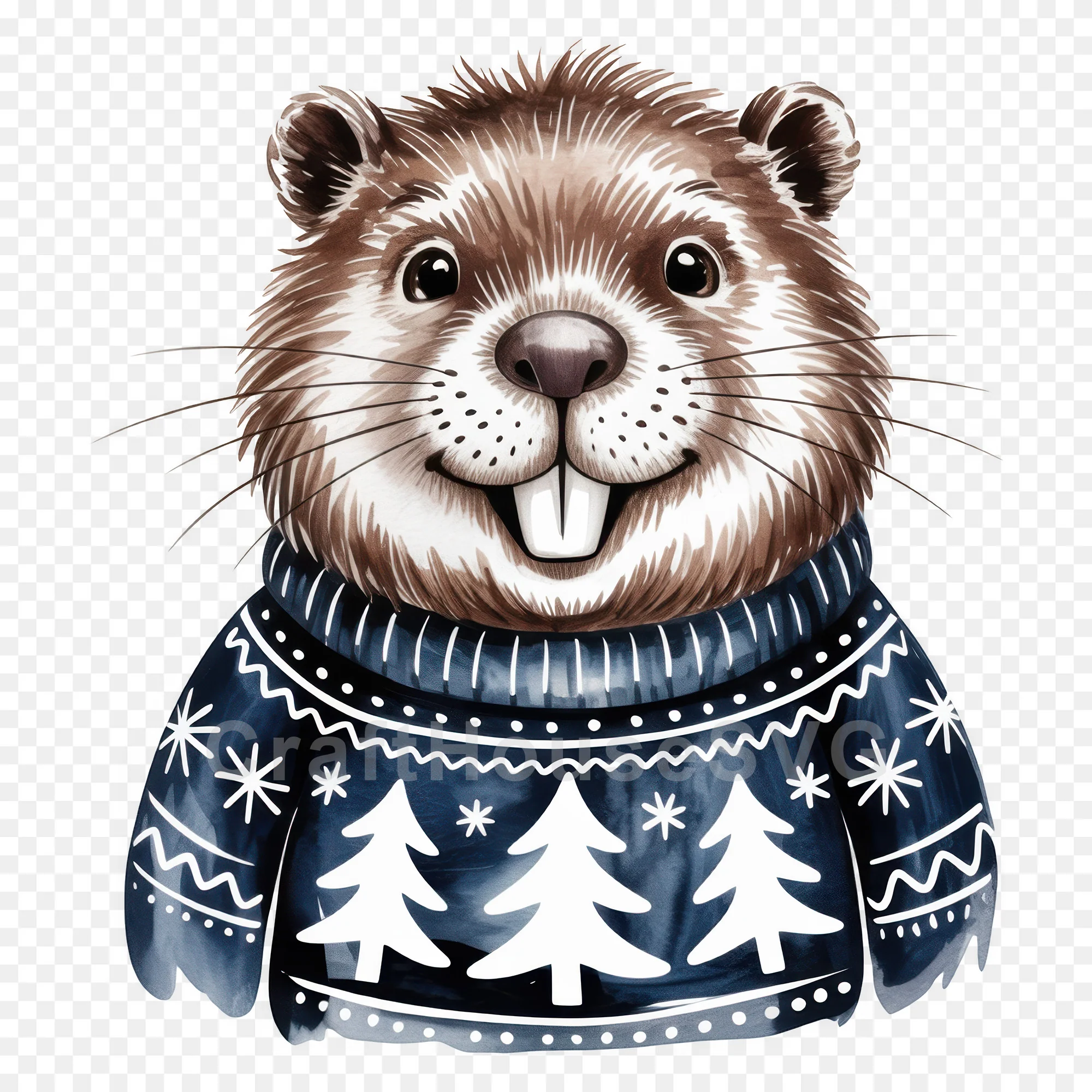 Woodland Animals Christmas Sweater Clipart Bundle - Image 5