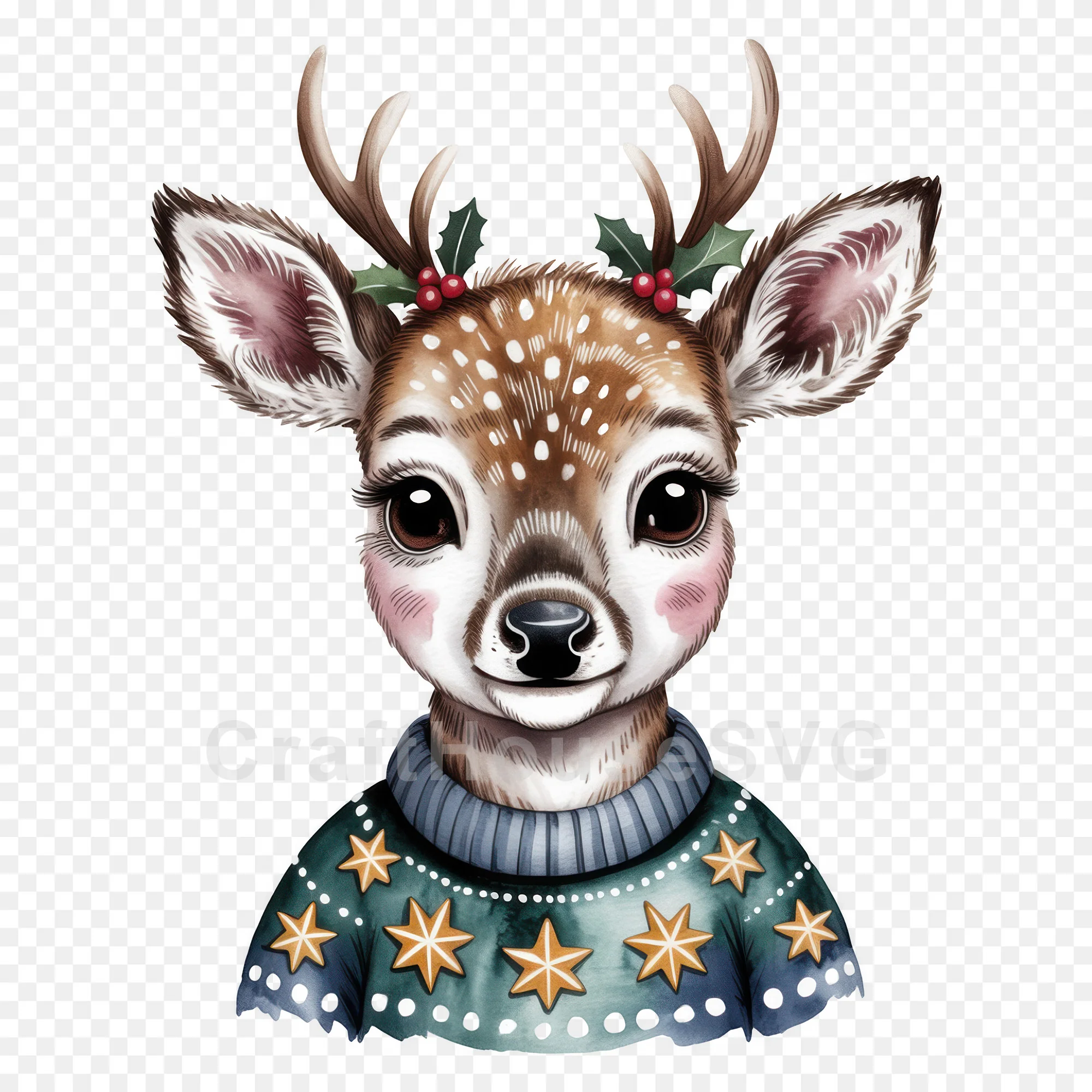 Woodland Animals Christmas Sweater Clipart Bundle - Image 8